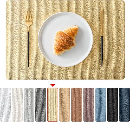 Jovono Juego de 4 manteles individuales de piel sintética, impermeables, lavables, fáciles de limpiar, resistentes al calor, tapete de vinilo para