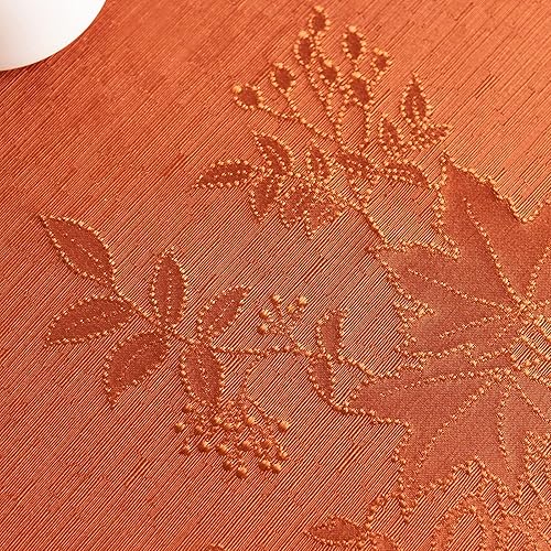 Miniatura 3 de Benson Mills mantel de tela de damasco con hojas de campo para otoño, cosecha y Acción de Gracias (óxido, 60 x 84 pulgadas, rectangular)