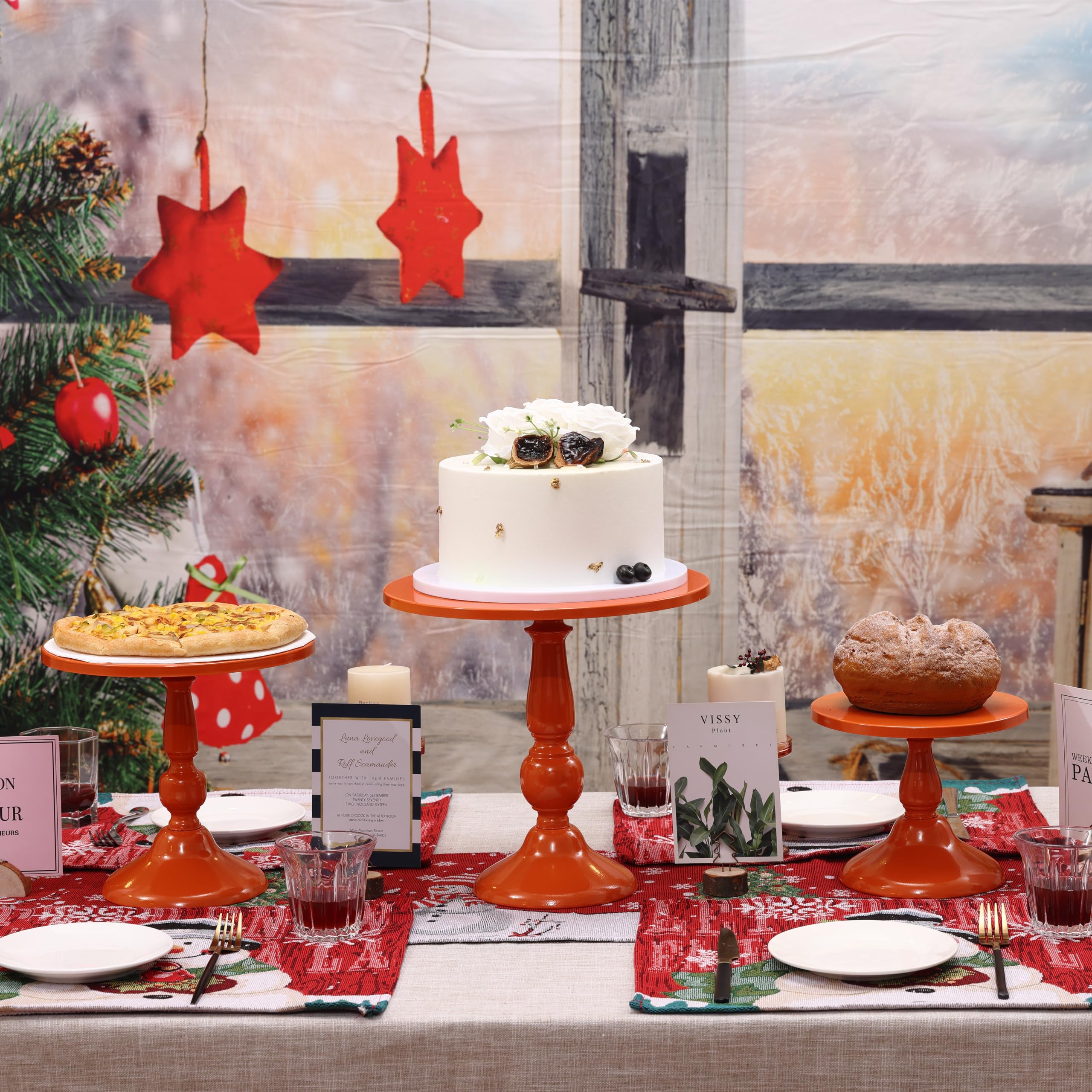 Hedume Set Of 3 Black Cake Stand, Round Metal Cake Stands, Dessert Display Cupcake Stands