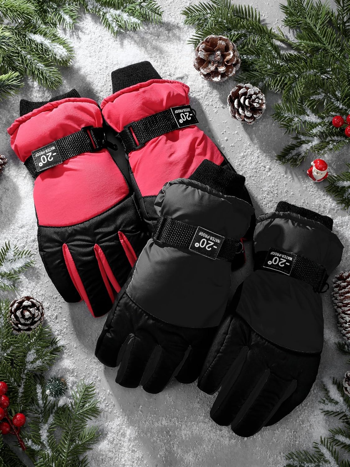 SATINIOR 2 Pairs Kids Waterproof Winter Snow Gloves Ski Gloves for Boy Girl Outdoor Warm Thickening Snowboar - Image 7