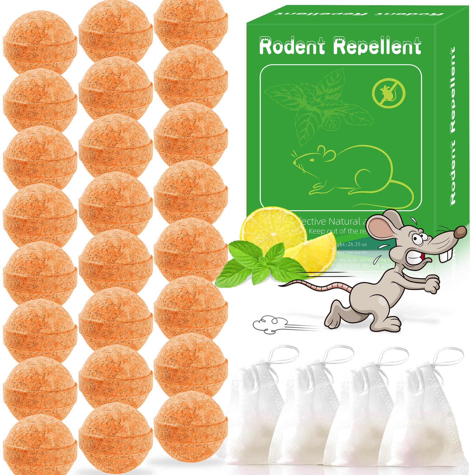 24 Pack Rodent Mice Repellent Balls - Natural Mouse Repellent Indoor/Outdoor, Peppermint Oil Mice Deterrent Keeps Mice and Rats Away, Safe for Car Engines, House, Garage, RV, Yard, Attic