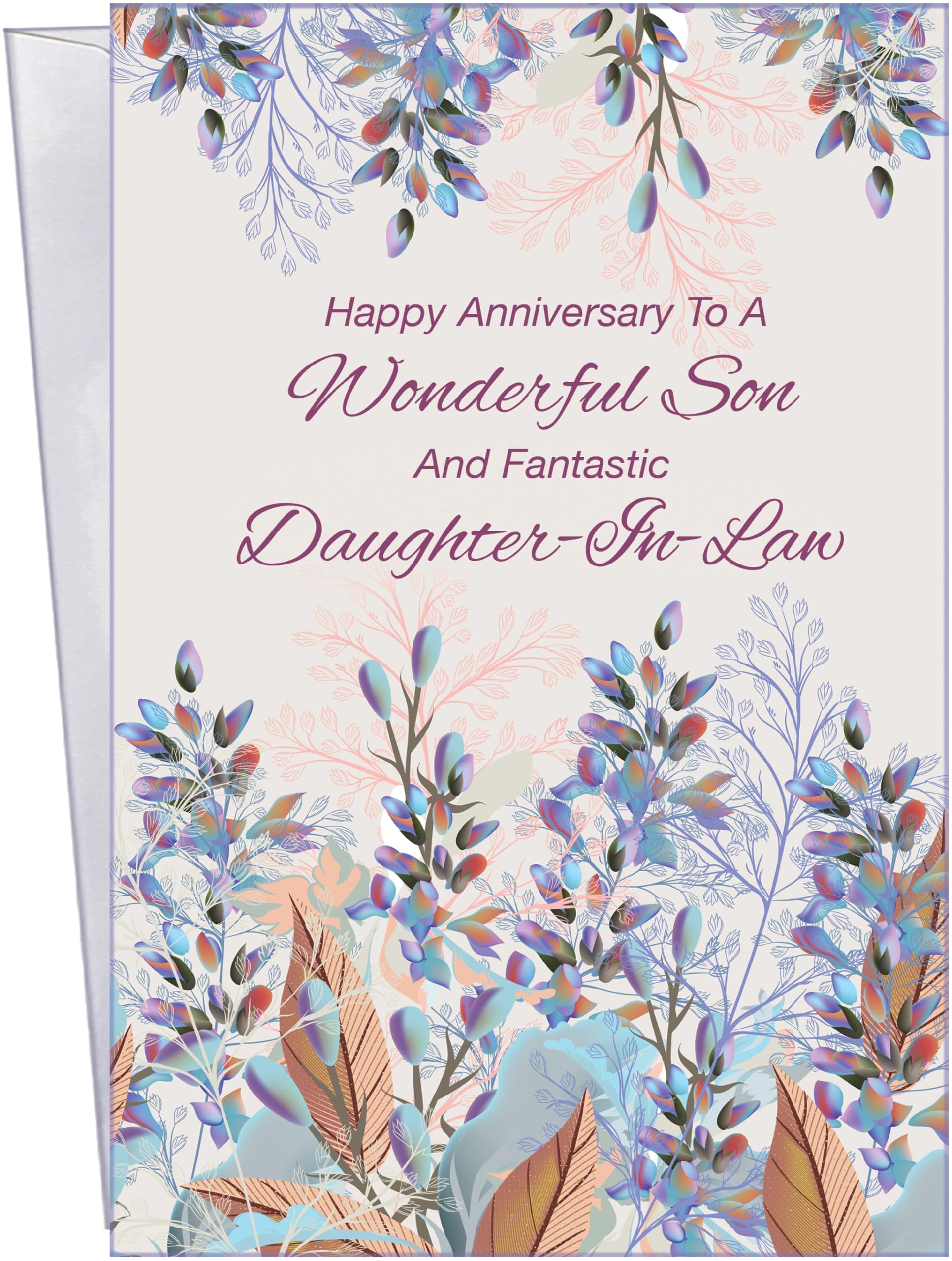 Chuck's Card-O-Rama - Anniversary Card For Son and Daughter-in-Law - Made in America - OPENS to 10" X 7.75" - Premium Card Stock, Envelope Included -