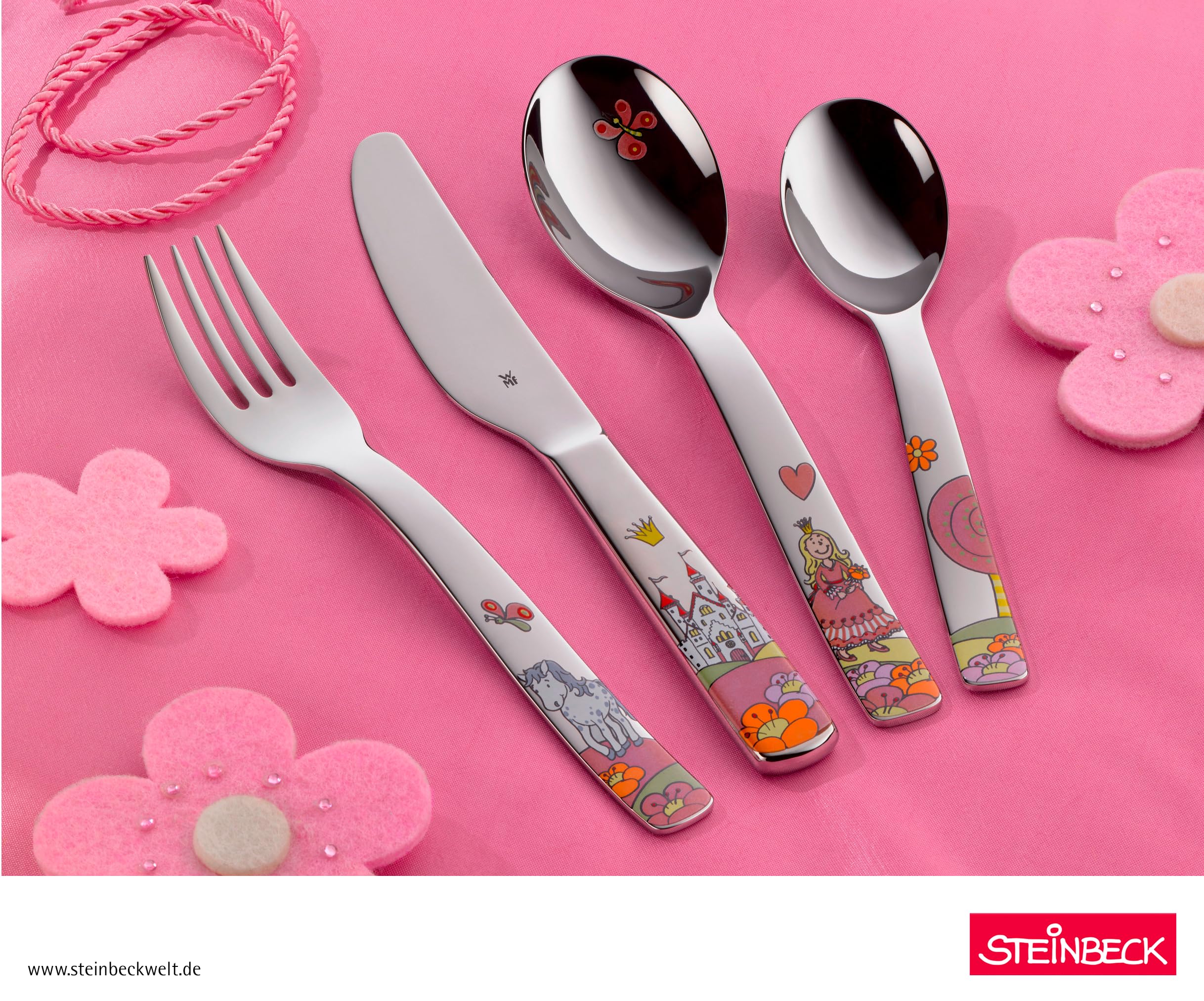 WMF Prinzessin Anneli Kindergeschirr Set 6-teilig mit Gravur – mit Namen – Porzellan Teller & Müsli-Schale mit Kinderbesteck – Kinder-Geschirrset für selbstständiges Essen ab 3 Jahren