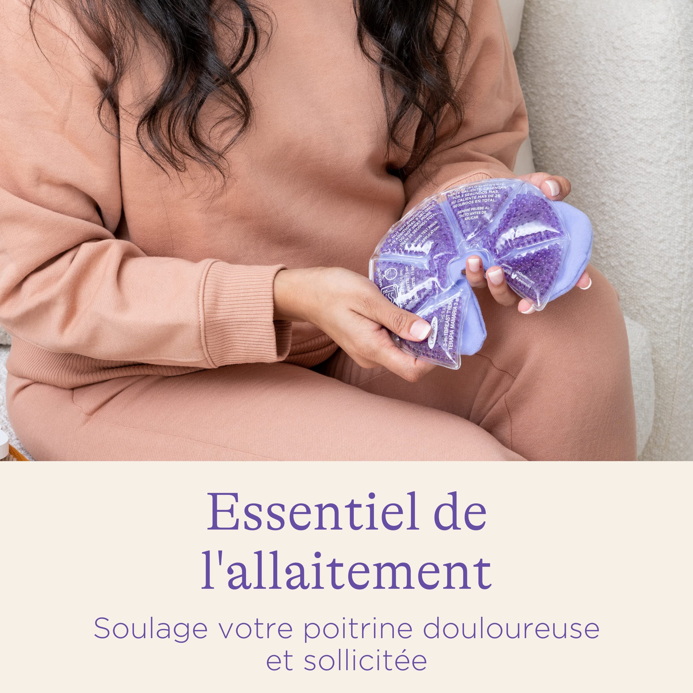 Lansinoh - Compresses 3-en-1 chaud/froid allaitement - Réutilisables - Micro-ondes ou congélateur - Soulage engorgement, mastite & douleurs - Forme anatomique - Thérapie thermique maman