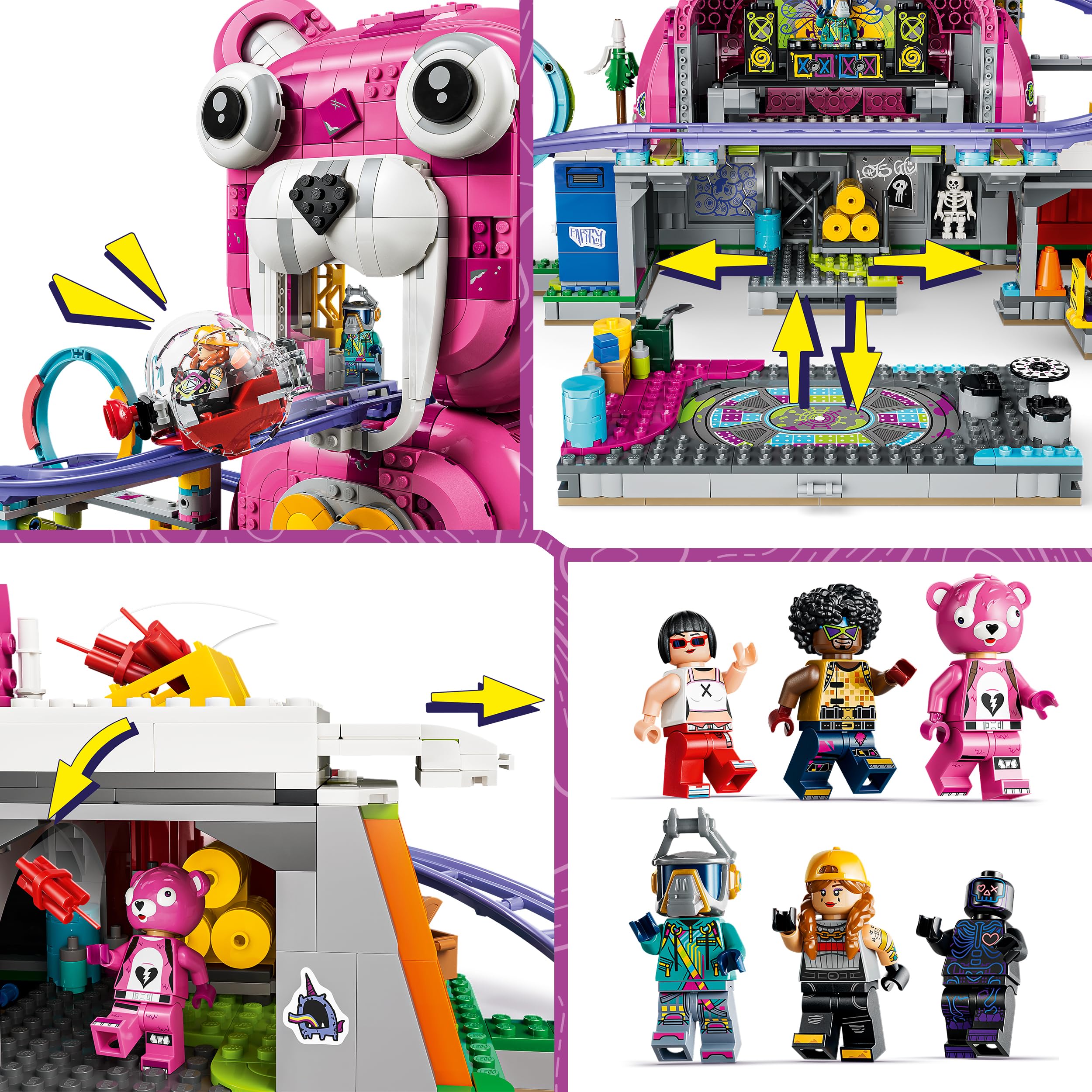 LEGO Fortnite Tana Strana - Giocattolo Interattivo con Modello di Parco Giochi e 6 Minifigure - Decorazione Cameretta - Regalo per Gamer, Bambini e Bambine da 12 Anni in su Fan dei Videogiochi - 77082