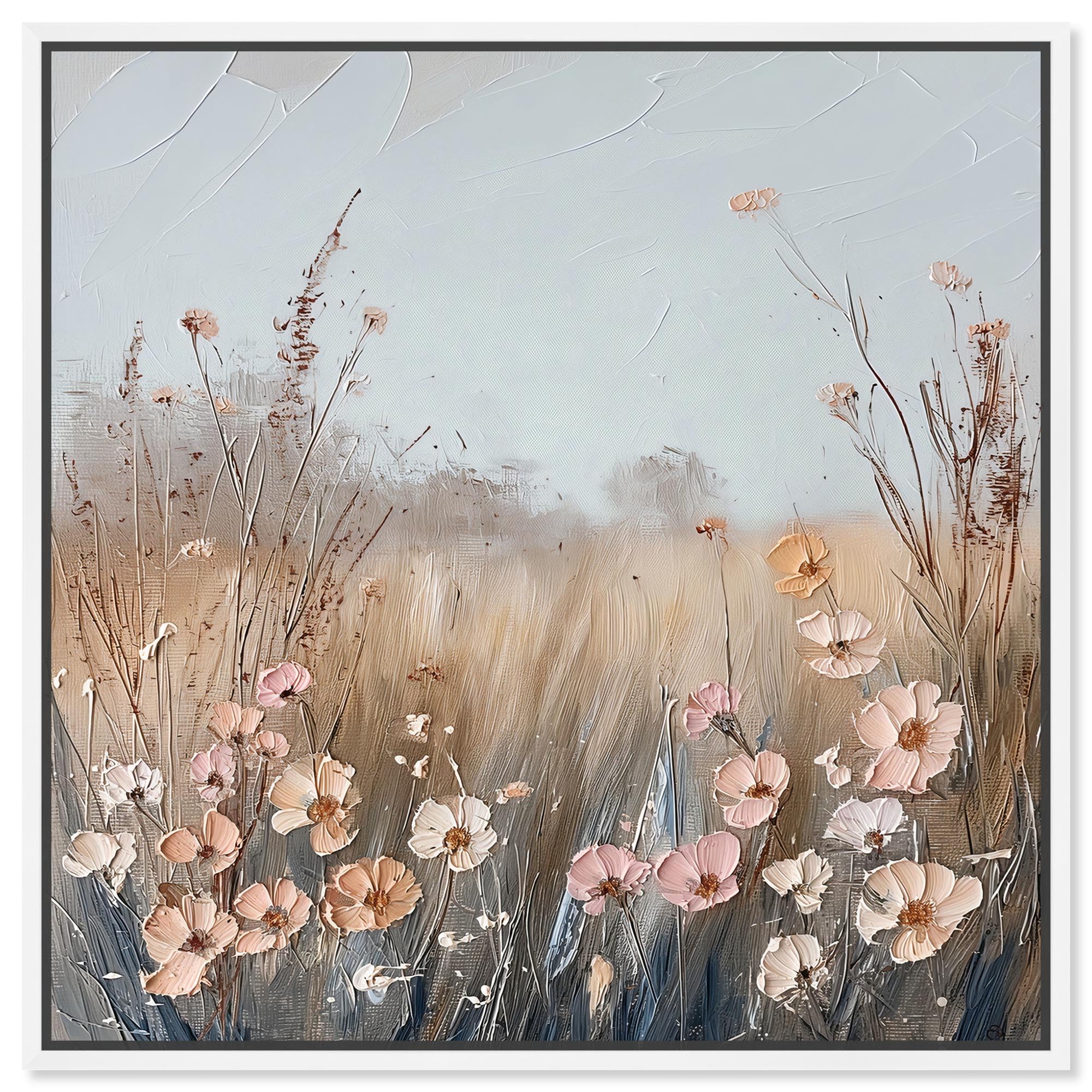 Art Remedy Muskatnuss Flower Fusion Leinwandbild, Bauernhaus-Blumenkunst, weißer Rahmen, 50,8 x 50,8 cm
