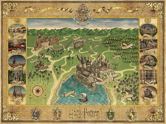 Ravensburger Harry Potter Hogwarts Map 1500 Piece Jigsaw Puzzle for Adults & for Kids Age 12 and Up ,Silver