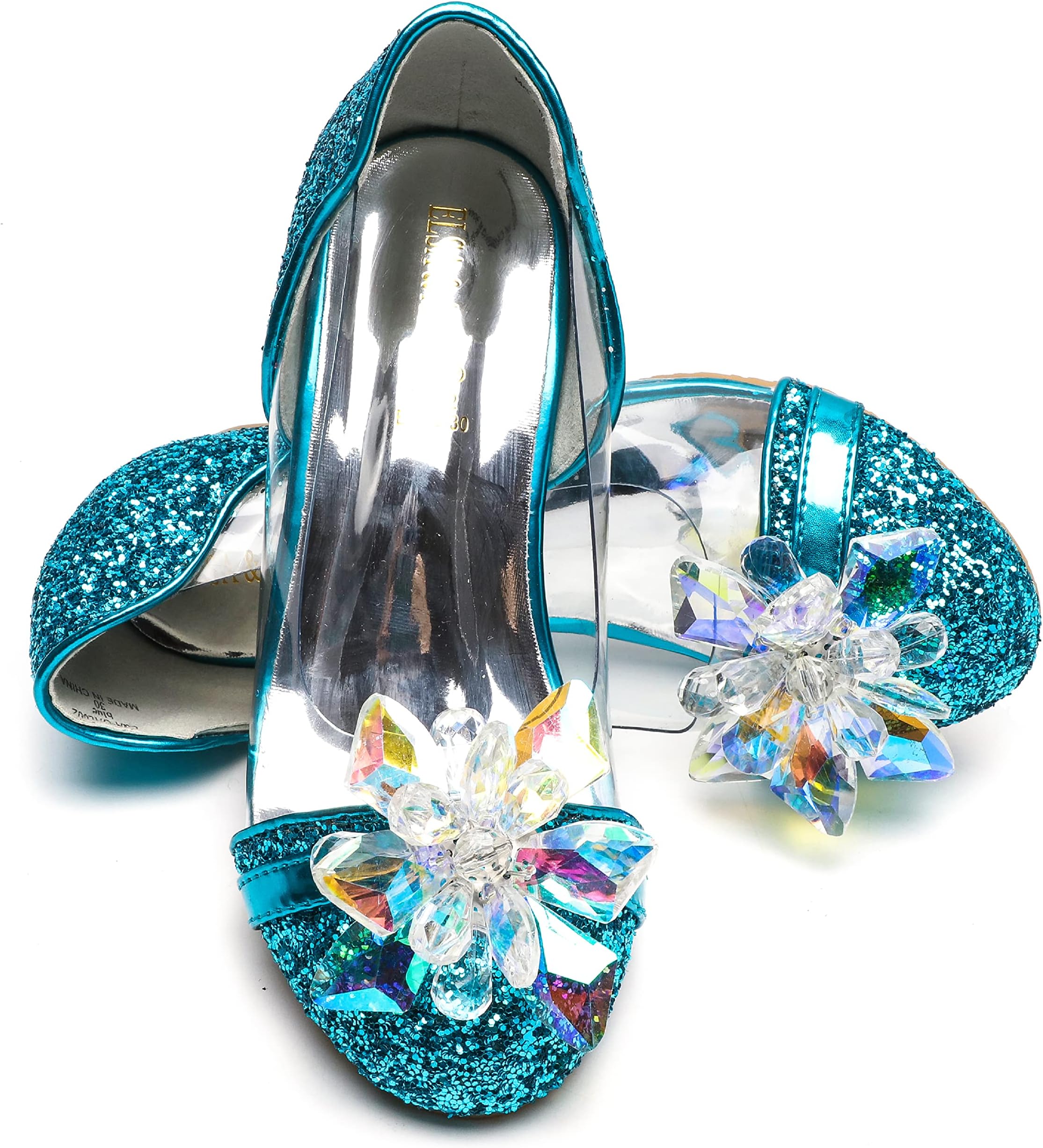 ELSA & ANNA Girls Snow Queen Princess Fancy Dress Up Party Shoes - 3cm Heel - Elsa Dress Up Shoes for Parties & Birthdays, Cosplay - Girls High Heels​​ (SIL15)