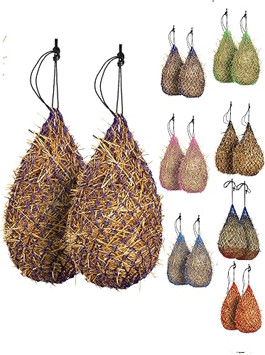 Miniatura 12 de Majestic Ally 2 redes de heno de alimentación lenta de 42 pulgadas para caballos, agujeros pequeños fuertes de 2 x 2 pulgadas, cuerda de nailon