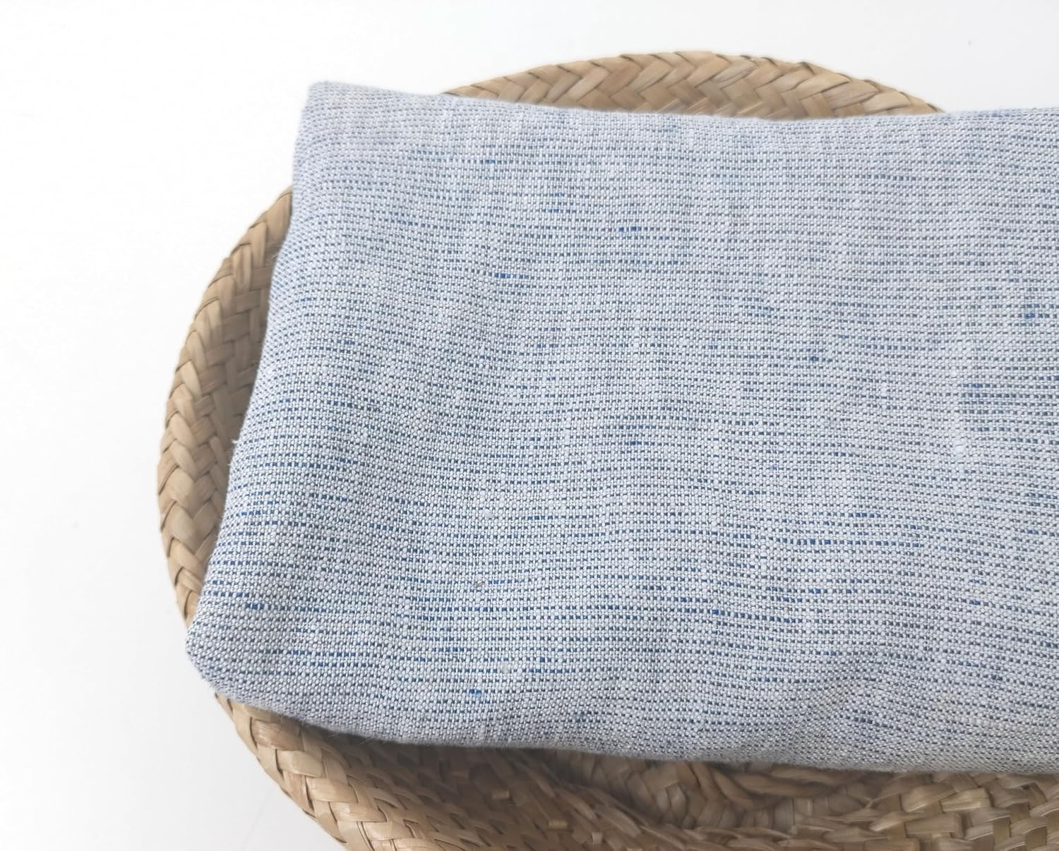 100% Linen Fabric, Délavé Vintage Yarn Dyed, Medium-Heavy Weight – 52" Wide Pre-Washed Soft for Apparel, Crafts & Home Decor | The Linen Lab (Subtle Blue Stripe, 3 Yard pre Cut)