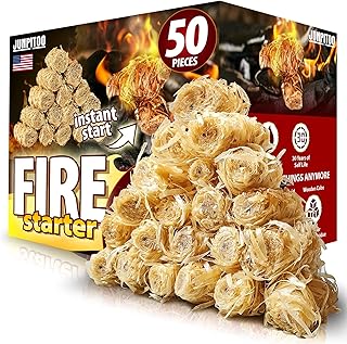 Fire Starters Natural Pine Fire Starters for Campfires Fireplace Grill Wood Pellet Stove Chimney Fire Pit BBQ Smoker W/10 Min Burning Time Waterproof.