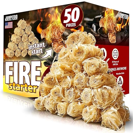 Fire Starters Sticks Natural Pine Fire Starters for Campfires Fireplace Grill Wood Pellet Stove Chimney Fire Pit BBQ Smoker W/10 Min Burning Time Waterproof.