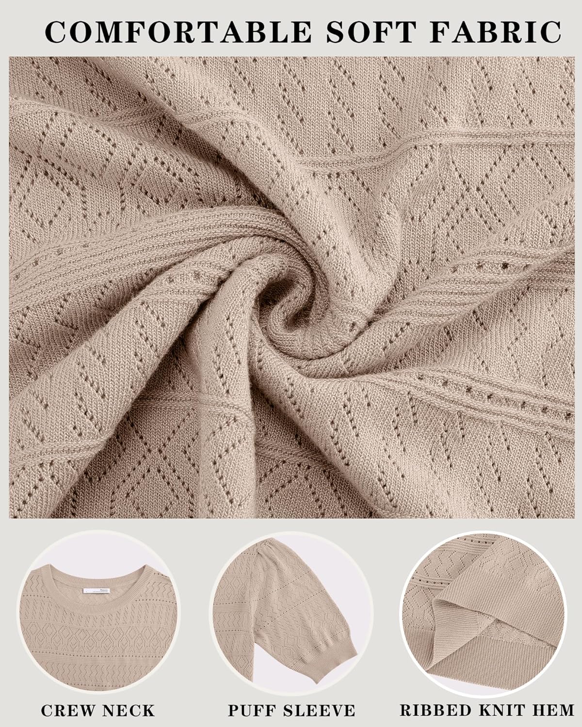 Messic Womens Short Sleeve Sweaters 2025 Summer Casual Crewneck Pullover Tops - Image 4