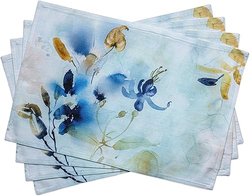 Miniatura 10 de Maison d' Hermine Jardin D'Ete - Juego de 4 manteles individuales de tela 100 % algodón, decorativos y lavables para mesa de Pascua para comedor,