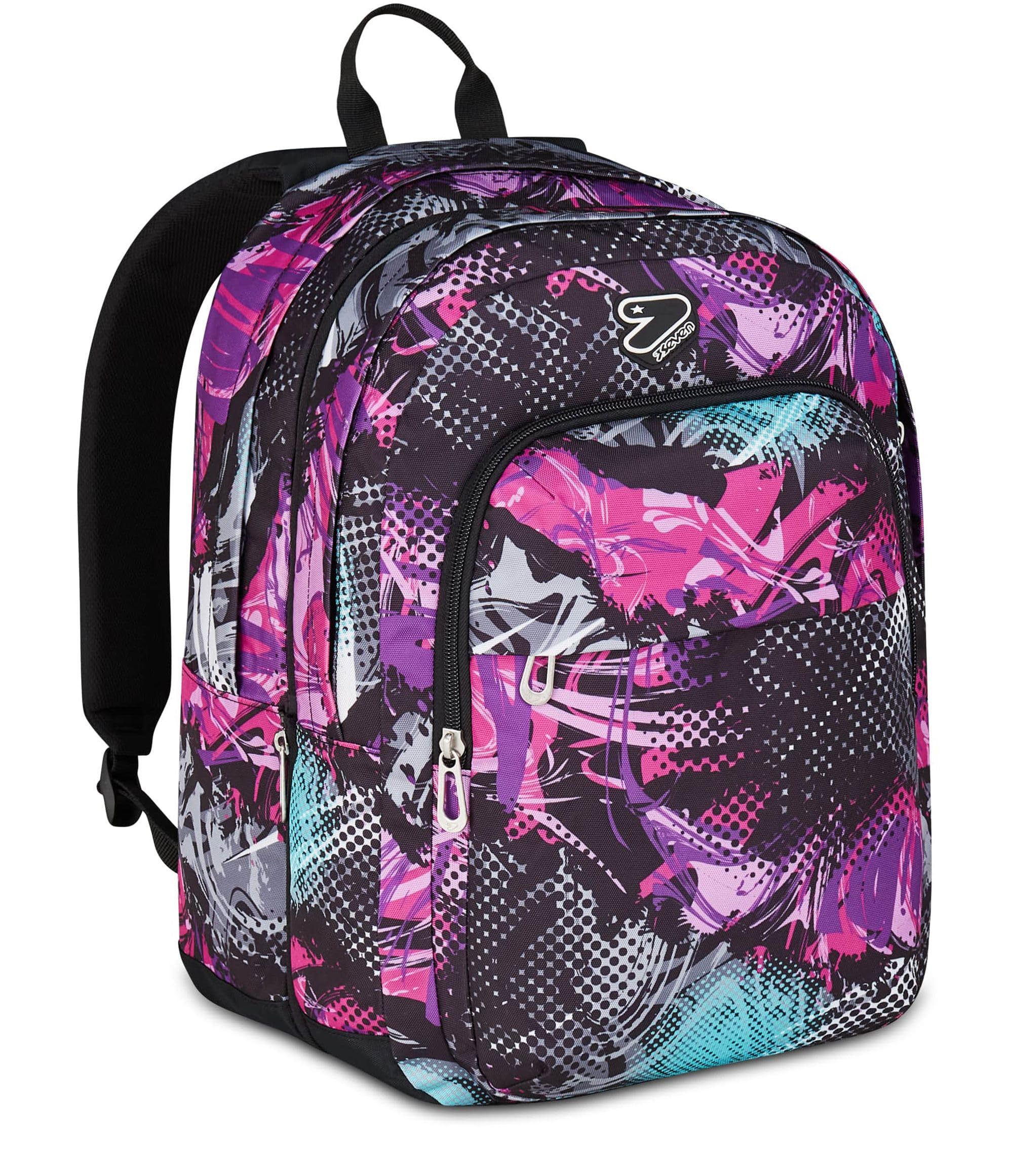 Seven Zaino Scuola Pro XXL Reversibile Detach, Viola, Zaino Doppio Scomparto, Tasca Porta PC e Tasca Porta Borraccia, Scuola Media e Superiore, Ragazza