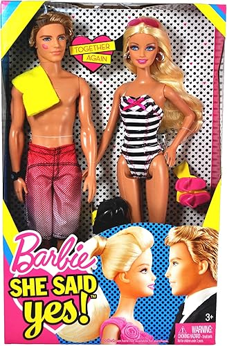 Mattel Year 2010 Barbie "She Said Yes!", Serie 2, paquete de muñecas de 12 pulgadas, junto con muñeca Barbie con traje de baño blanco y negro,