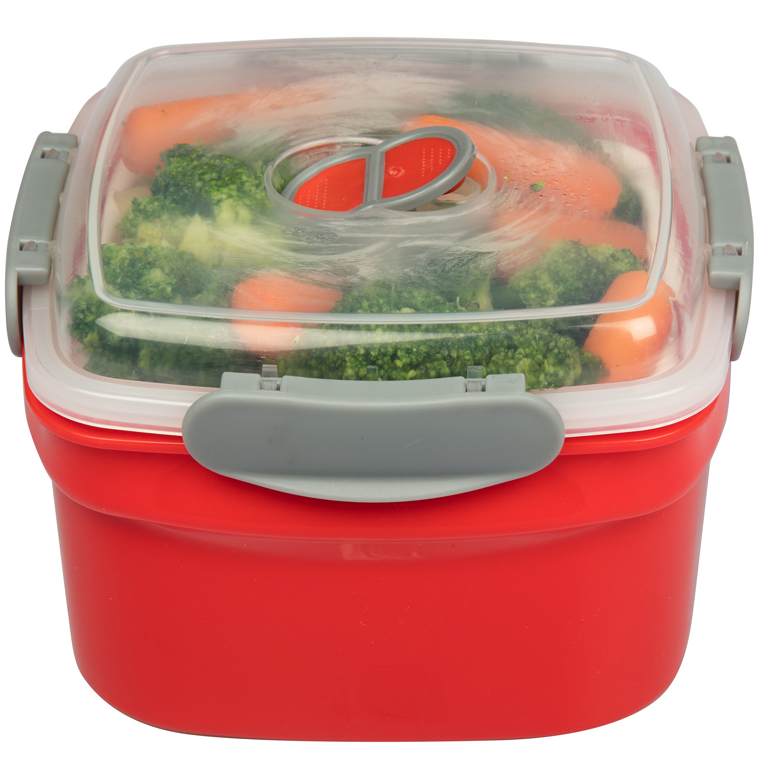 Microwave Cookware Steamer 3 Piece Microwave Cooker w Food Container, Removable Strainer and