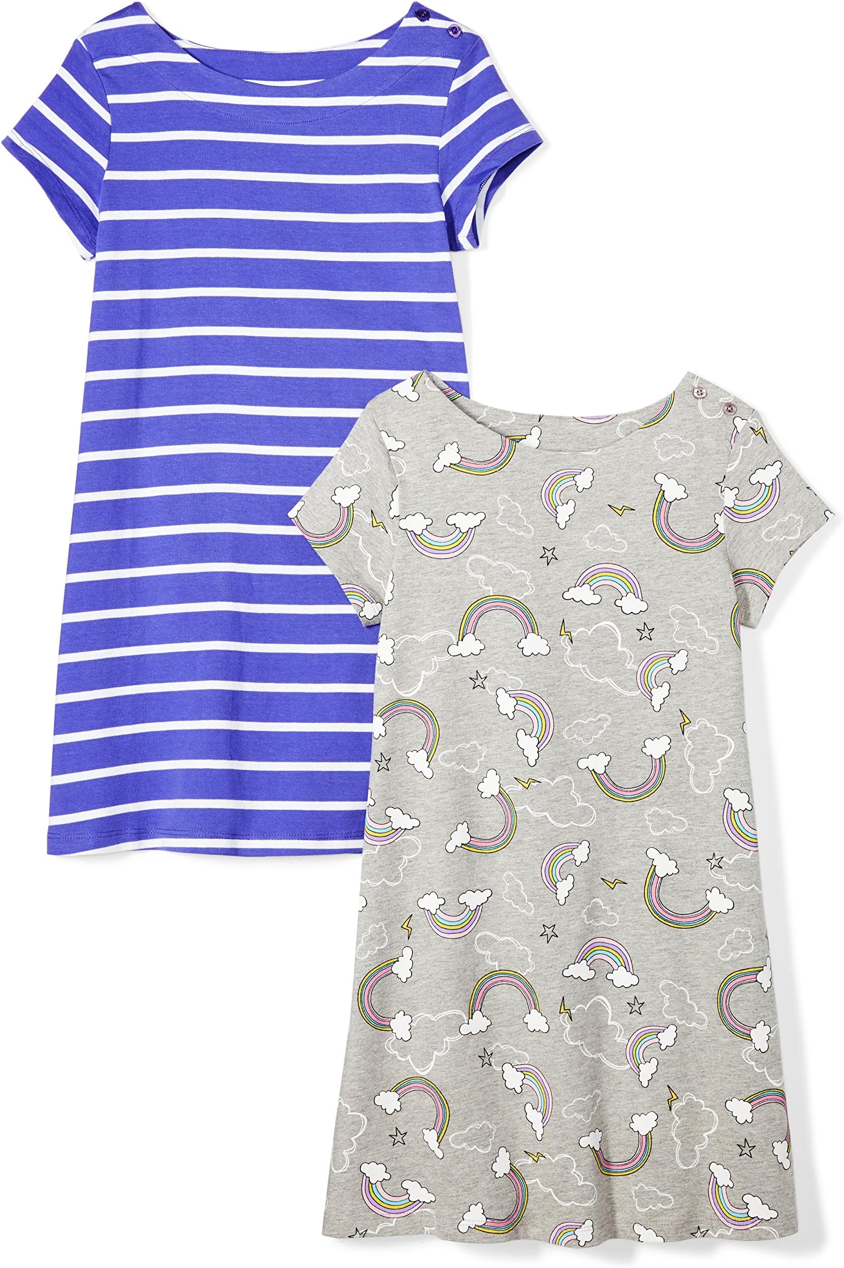 Amazon EssentialsGirls and Toddlers' Knit Short-Sleeve T-Shirt Dresses (Previously Spotted Zebra), Multipacks