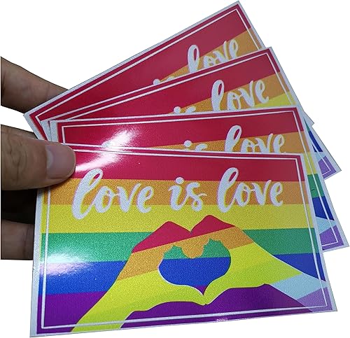 Miniatura 4 de Paquete de 4 calcomanías de bandera del orgullo, 5 x 3 pulgadas, calcomanías reflectantes LGBTQ impermeables para parachoques de coche, laptop