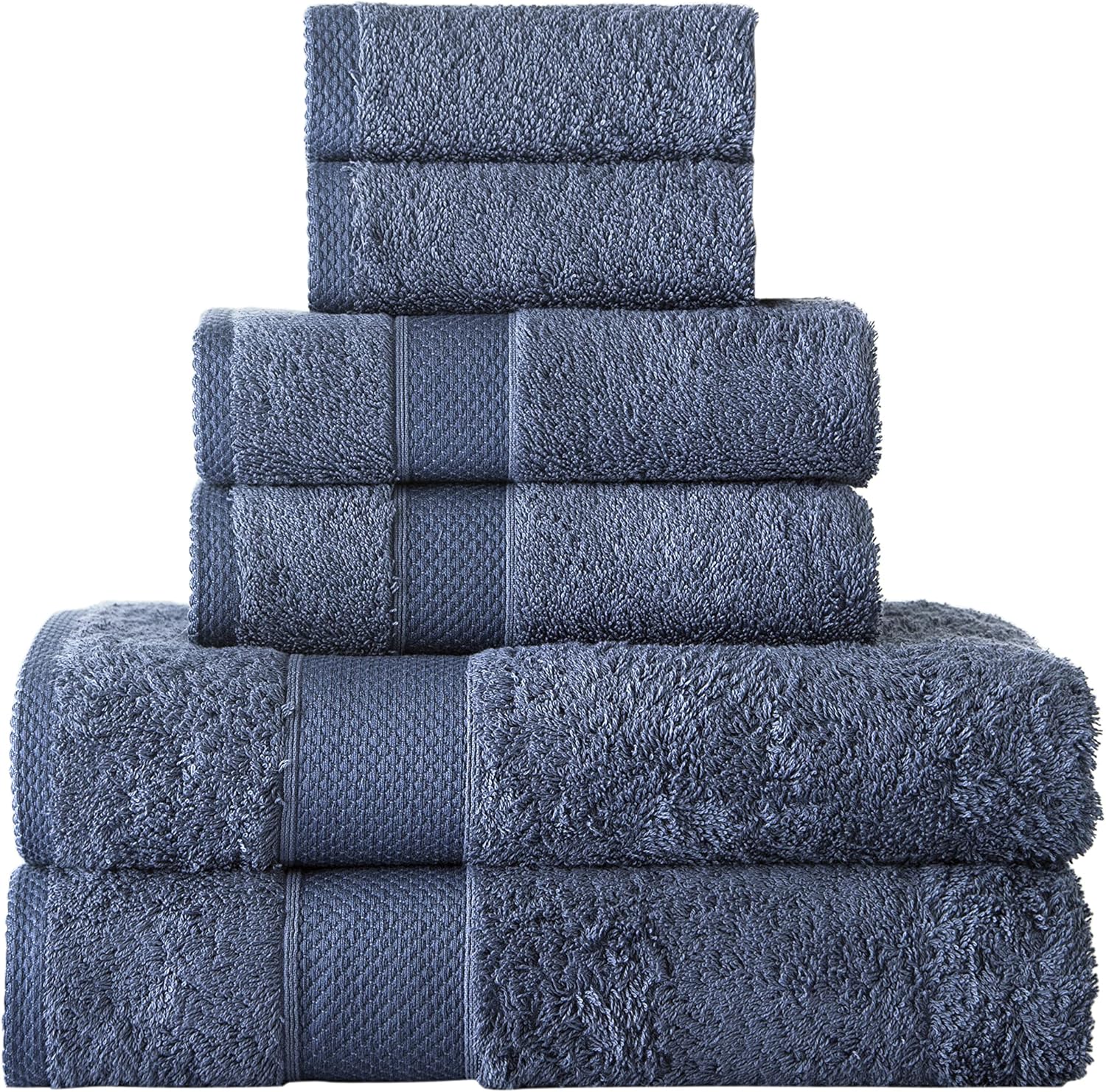 Towels Beyond - Luxury 6 Piece Towel Set, 100% Turkish Cotton, Quick Drying, Highly Absorbent & Comfy, Includes 2 Bath Towels, 2 Hand Towels & 2 Washcloths | (Blue)