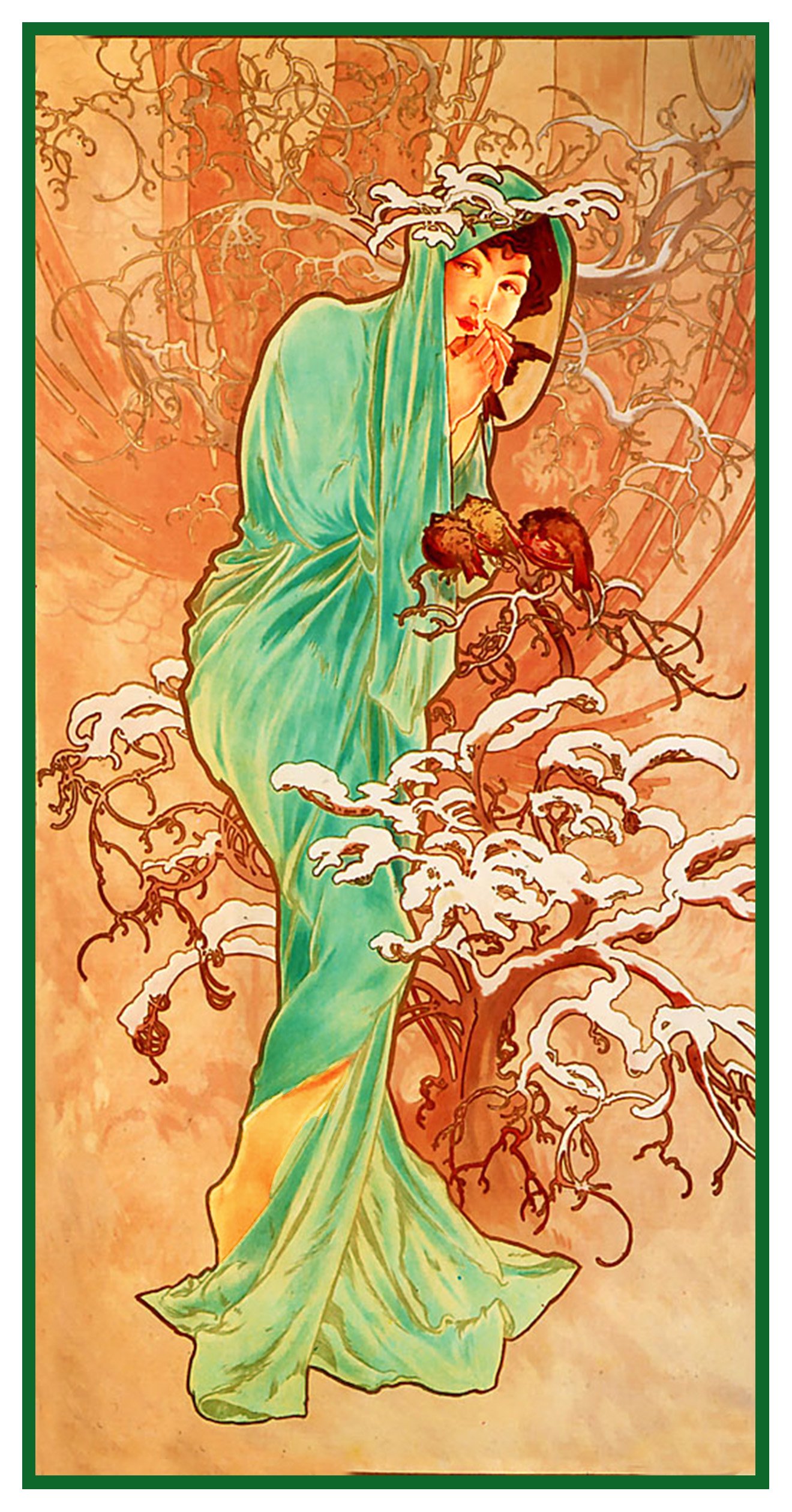 Orenco Originals The Seasons Winter by Alphonse Mucha Counted Cross Stitch Pattern