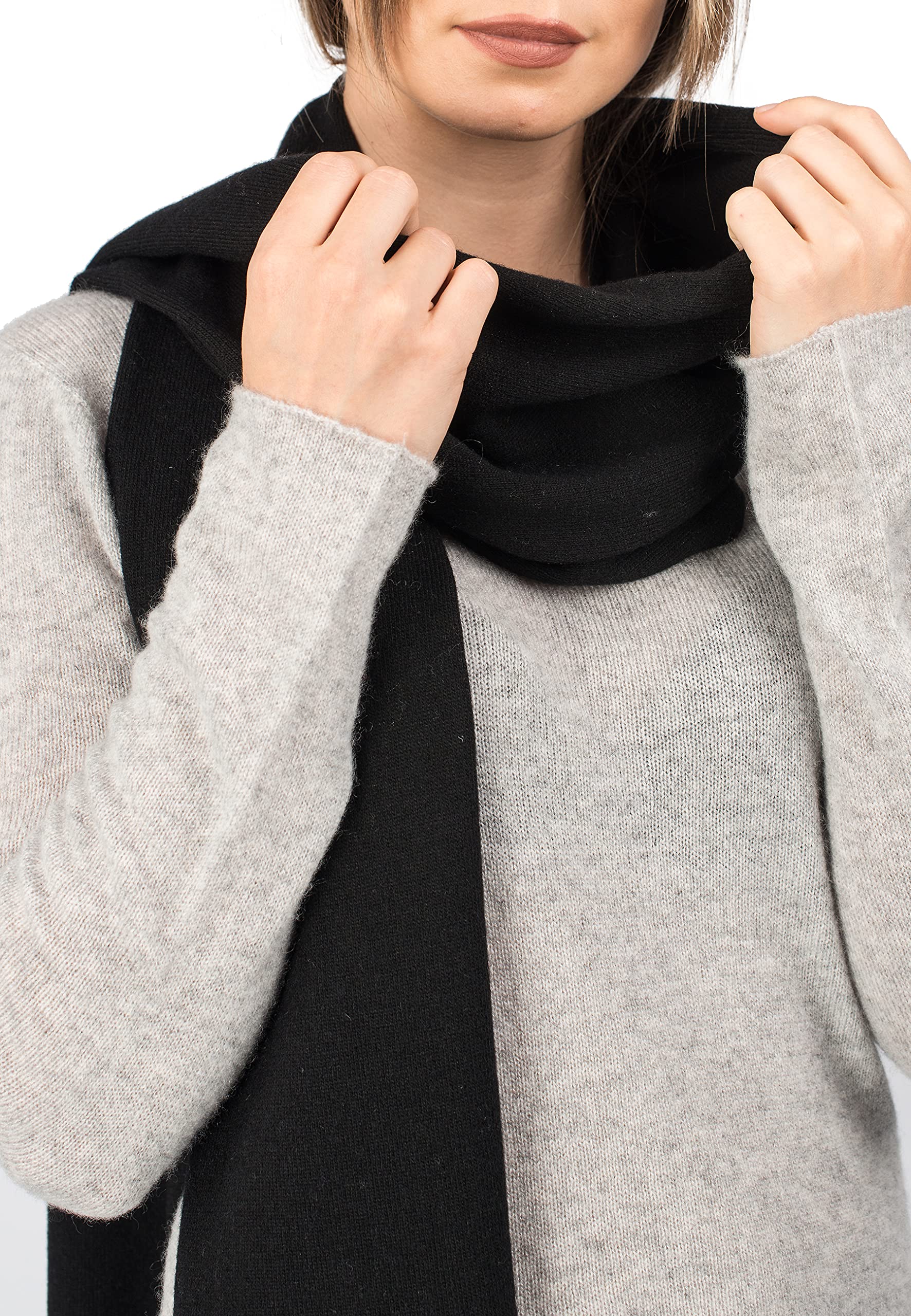 Dalle Piane Cashmere Damen Schal Uni Kaschmir-Woll-Mix | Halstuch für Büro, Abend und Reisen, 190x30 cm, vier Jahreszeiten, Geschenk für Sie, Made in Italy