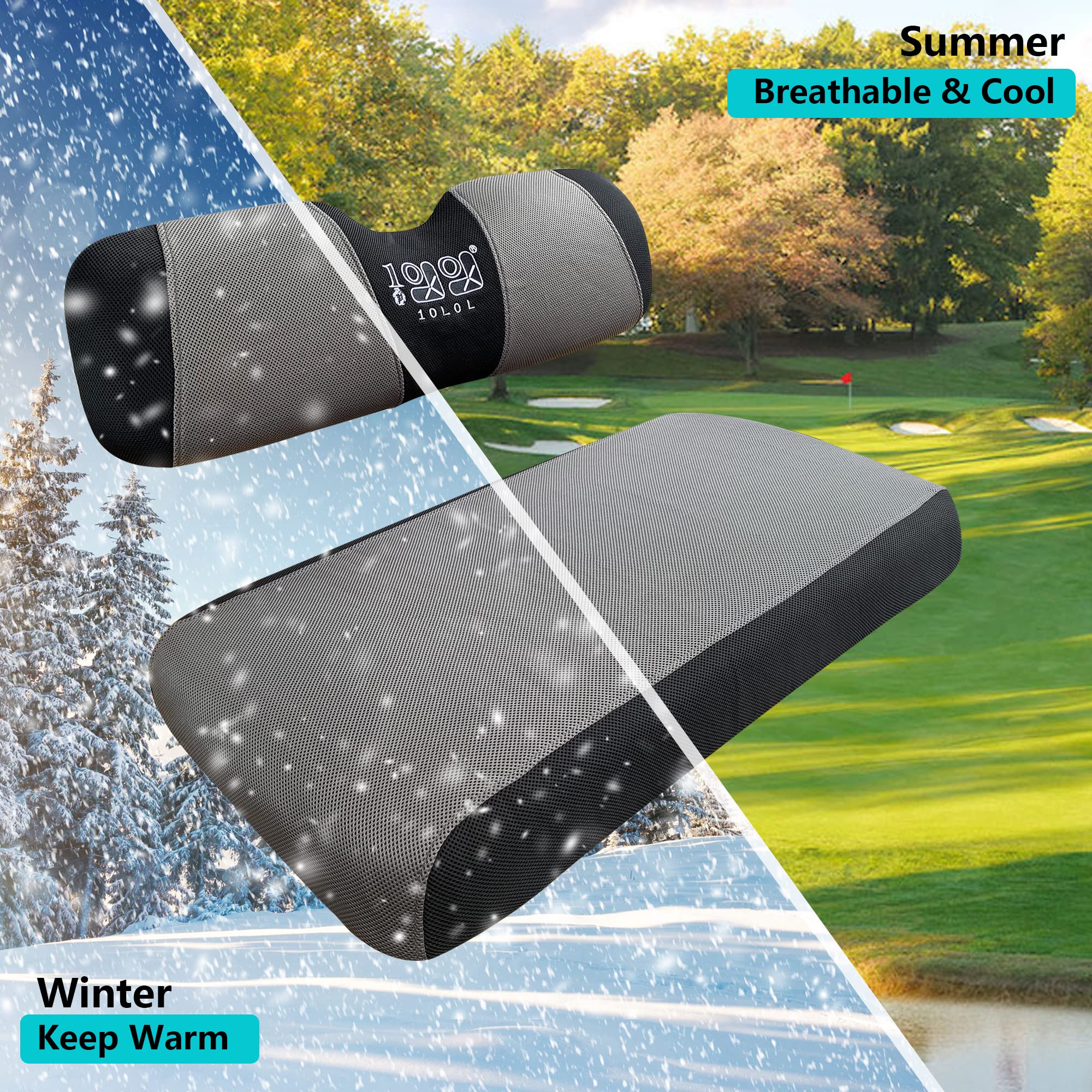 10L0L Golf Cart Seat Covers Front Set for EZGO TXT RXV & Club Car DS