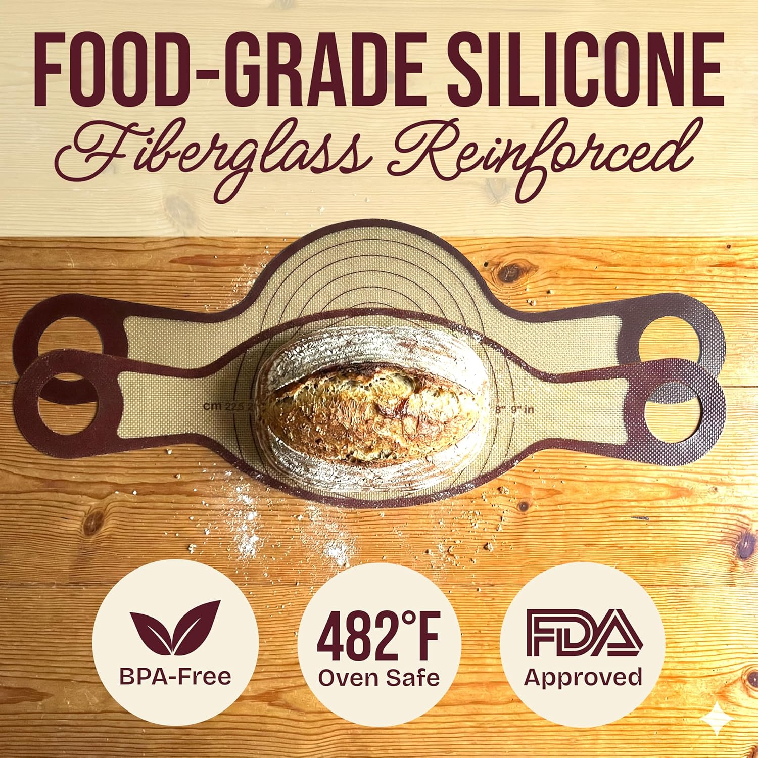 Pro Silicone Bread Sling 2 Pcs - 9in Round & Oval 482F Heat Resistant Dough Lifter, Non-Stick Dutch Oven Liners, Long Handles, Reusable Sourdough Bread Baking Supplies, Sourdough Gifts - Image 4