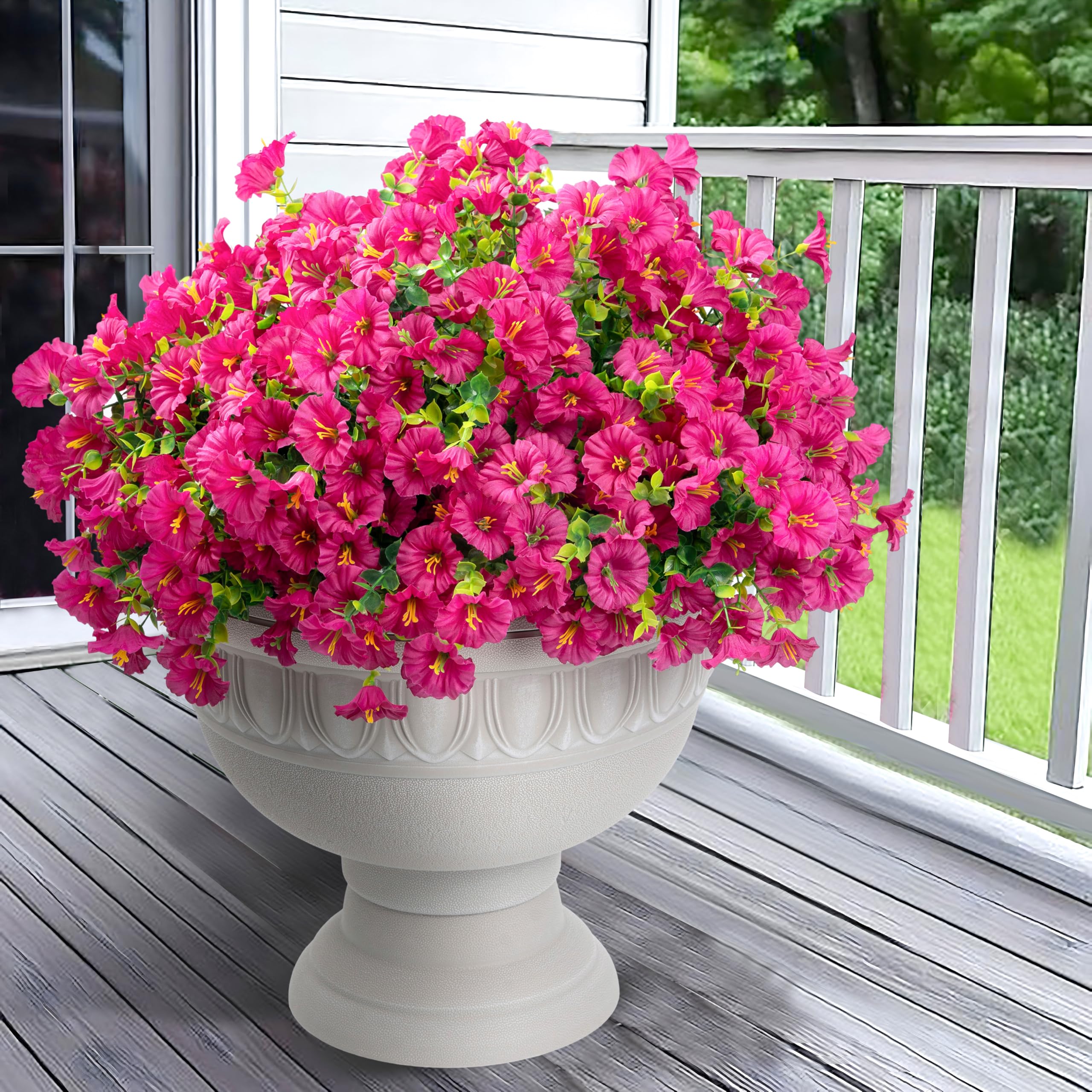 Khyxvbcd Artificial Flowers for Outdoor Indoor Garden Home Decoration, Faux Flower Daisy with Eucalyptus Leaves Fake Plants Greenery Boxwood Porch