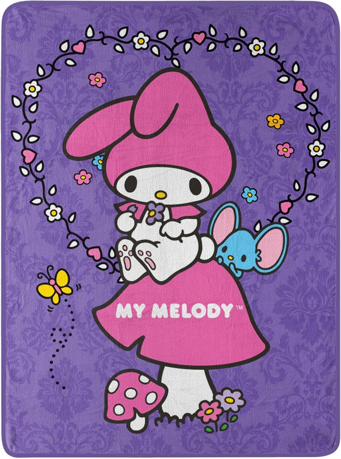 Northwest My Melody Micro Raschel Throw Blanket, 46" x 60", Lavender Petals
