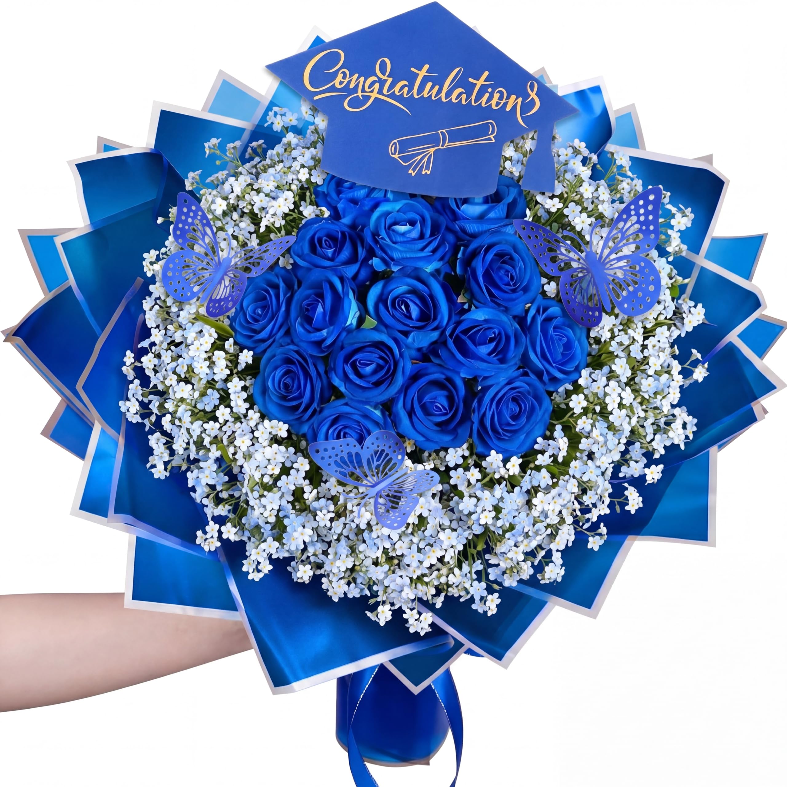 Photo 1 of Gilprop 127 Pcs Graduation Gifts Money Flower Bouquet Class of 2026 Money Gift Ideas for Women Girl Boy Him Daughter Son DIY Bouquets Filled with Folded Bills for College Middle High School(Blue)
