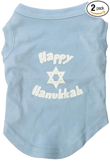 Mirage Pet Products 12-Inch Happy Hanukkah Screen Print Shirts for Pets, Medium, Baby Blue