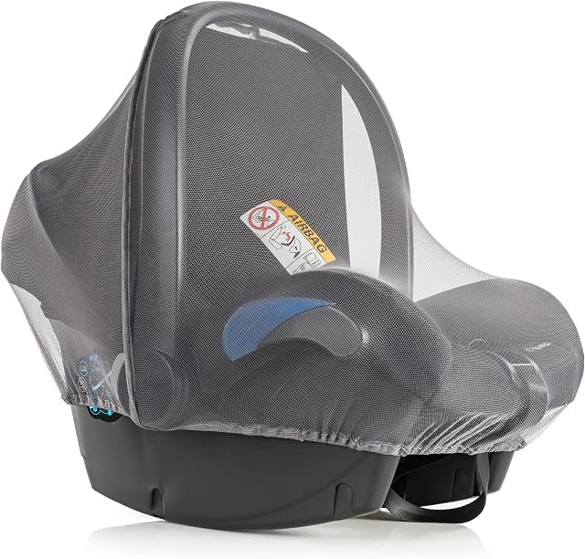 Net Mosquito pour bébé porteur – Insertion d'un siège de voiture pour bébé Mesh Net - Universal Fit, Bassinet et Poussette Qualité Premium: Lavable en machine - gris