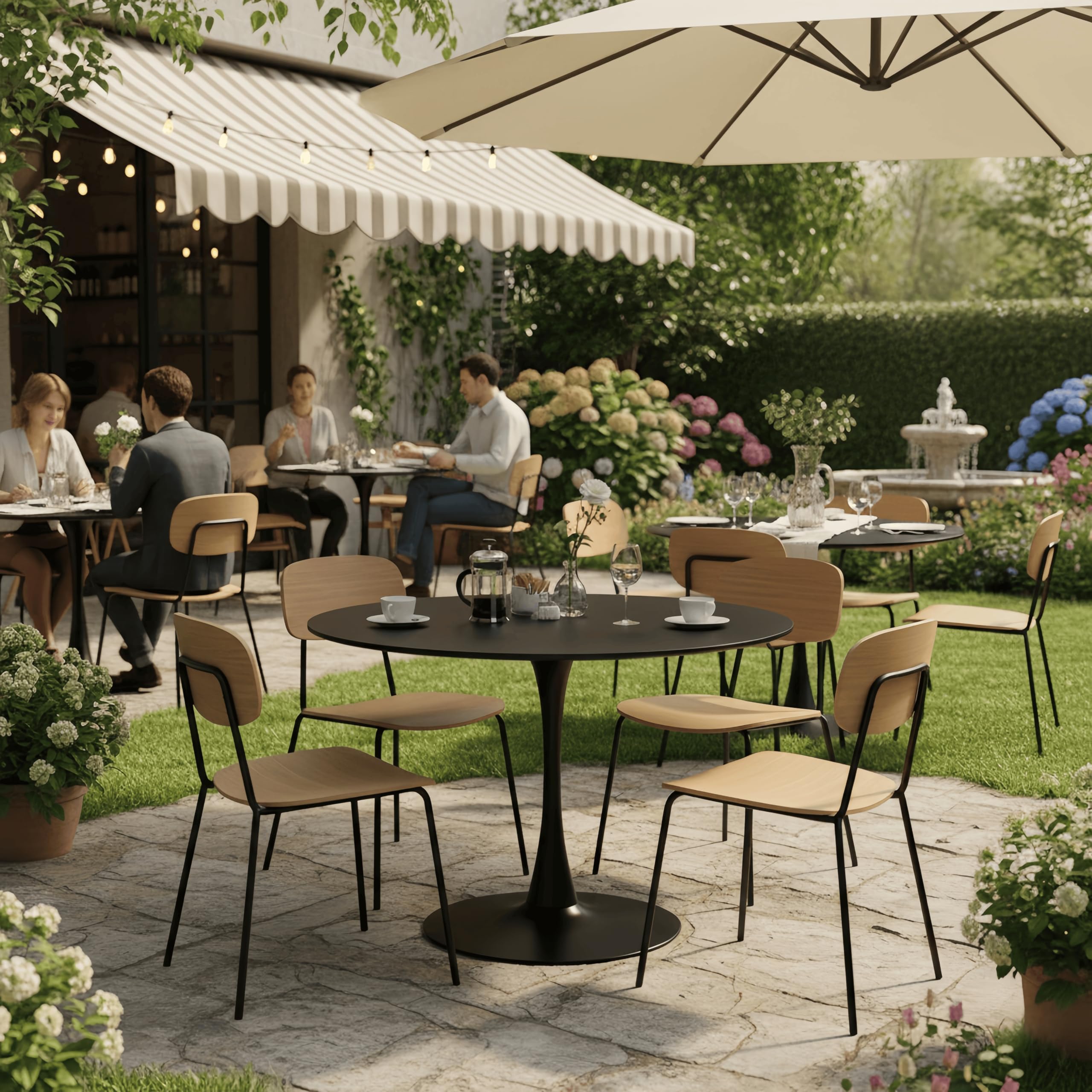 Esstisch Rund 110 cm – Moderner Runder Esstisch, Küchentisch Rund im Tulpendesign für 4–6 Personen, Wohnzimmer Tisch MDF Holz mit Fester Standfläche, Schwarz