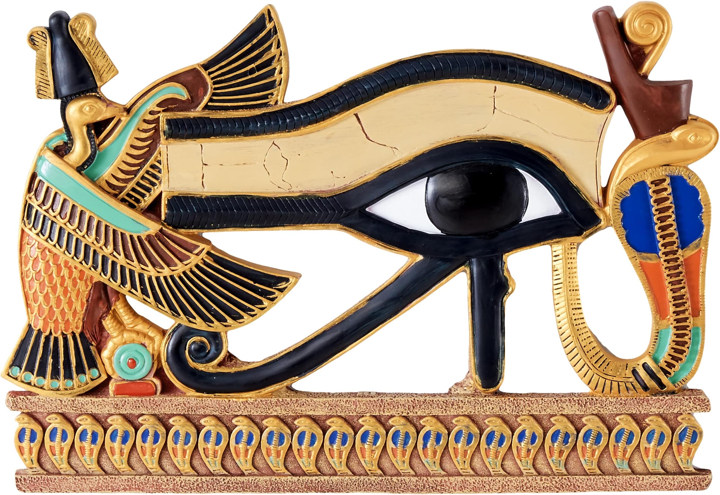 Design Toscano QL124212 Egypitan Decor Eye of Horus Wall Sculpture Plaque, 30 cm, Polyresin, Full Color