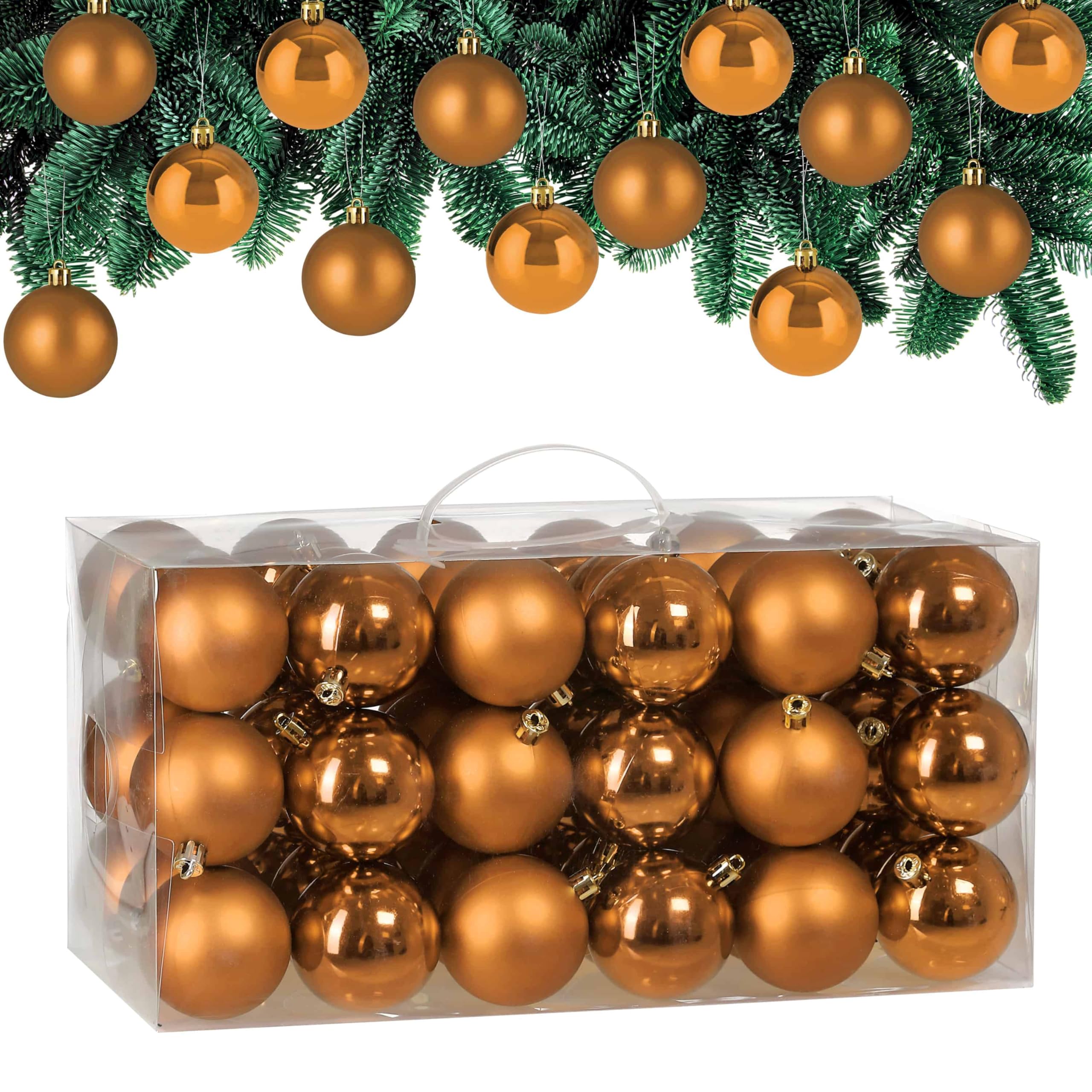 Boules De Noël En Plastique 24 Pièces - Cuivre, Doré, Argenté, Avec Boîte Rangement, Décorations Sapin - 6