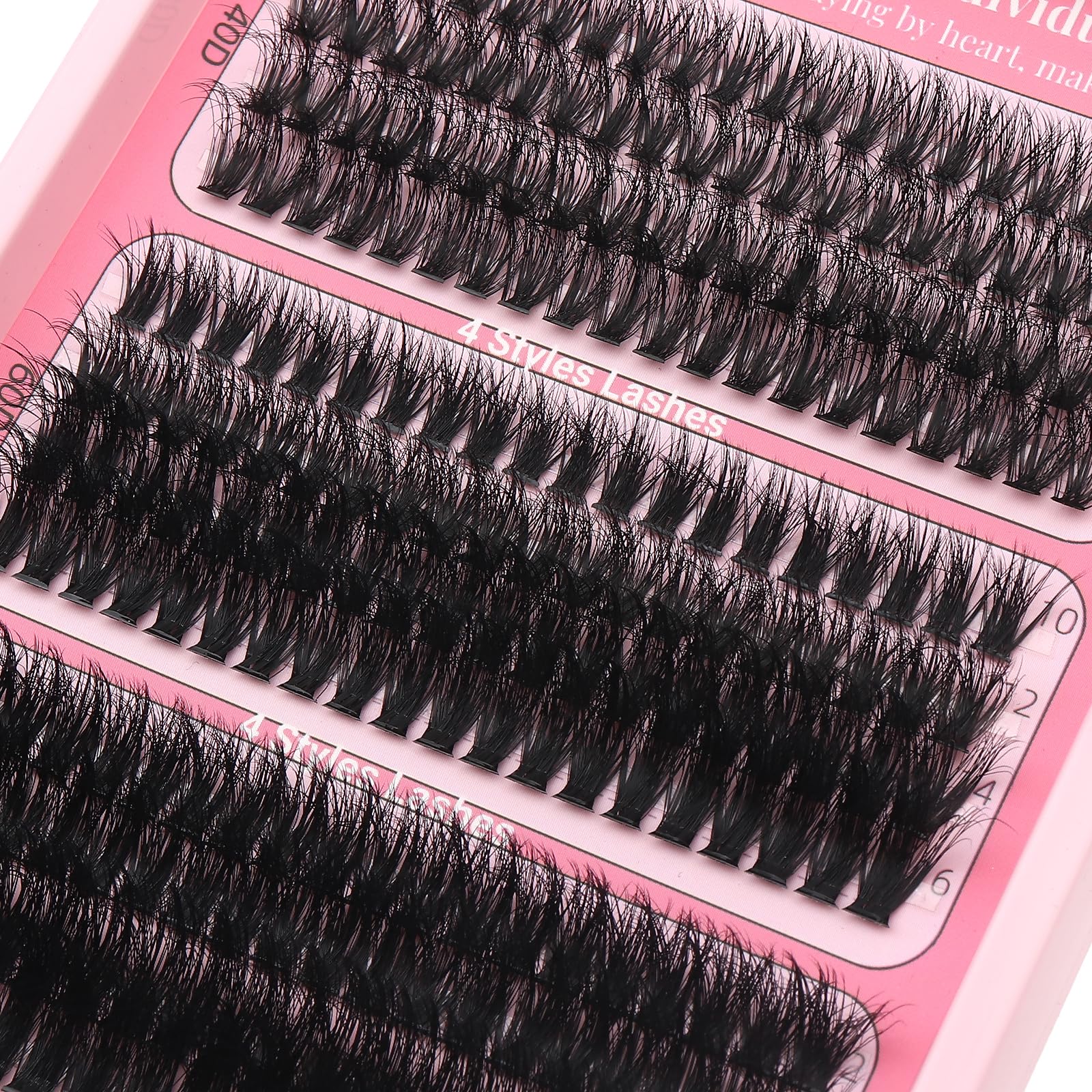 YIDUO Wimpern-Cluster-Set, künstliche Wimpern, 40D + 60D + 80D + 100D, flauschiges Volumen, D-Curl, Wispy, Einzelwimpern, 308 Stück, All-in-1-Packung mit Kleber, Pinzette, Entferner, Wimpern- und