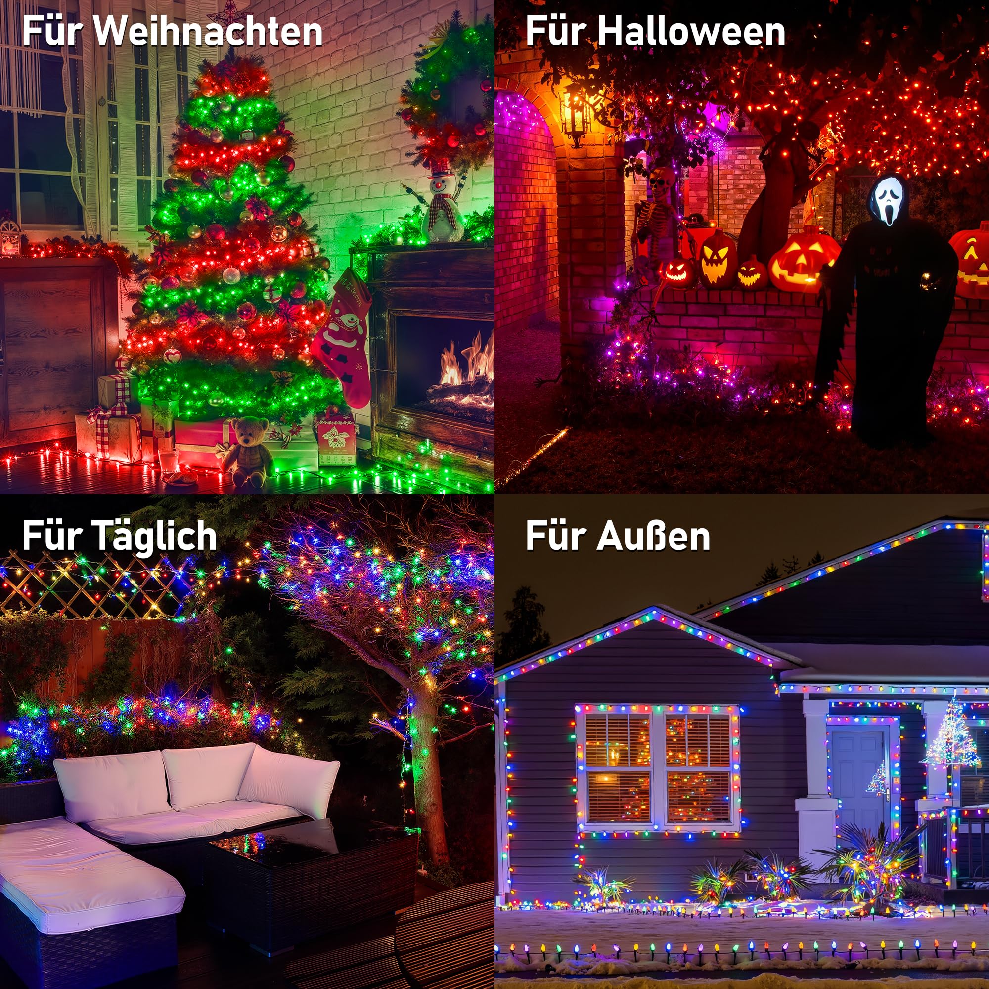 HeiPard Smart RGB LED Lichterkette 20 m, 200 LED Farbwechsel Strings mit App & Fernbedienung, Innen & Außen IP44, Sprach- & Musiksteuerung für Weihnachten, Party & Deko