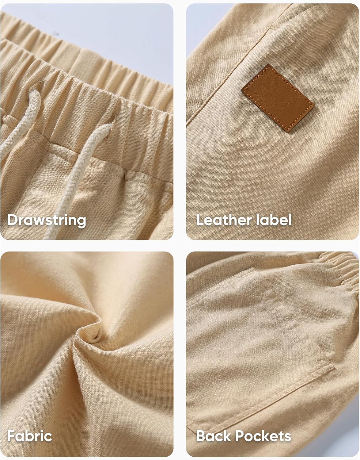 JMIERR Mens Linen Shorts Casual 5"/ 7" Cotton Elastic Waist Drawstring Summer Vacation Beach Shorts with Pockets - Image 7