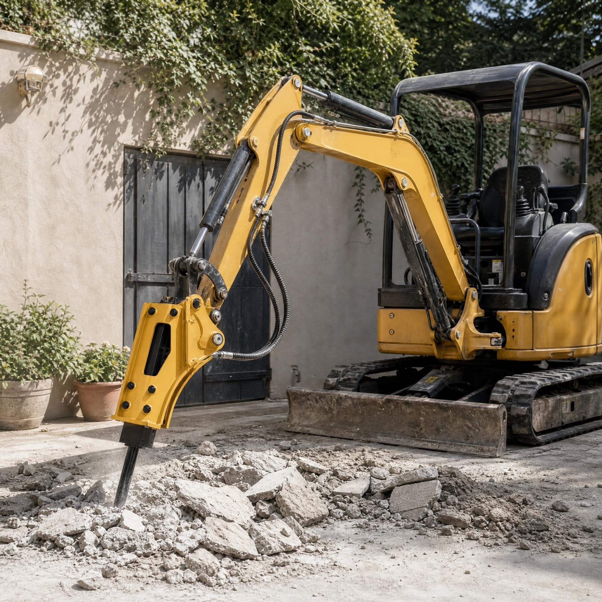 Hydraulischer Abbruchhammer für Minibagger mit 35 mm Meißel, Beton- und Felsbrecher Anbaugerät für 0,8–2T Bagger, 80–110 kg/cm² für Bauarbeiten