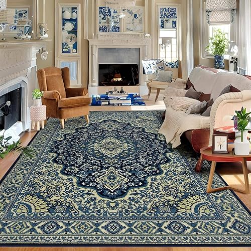 Vista 9 de Fashionwu Alfombra larga para pasillo, alfombra floral que no desprende pelusa, alfombra grande oriental envejecida, larga para baño, sala de estar