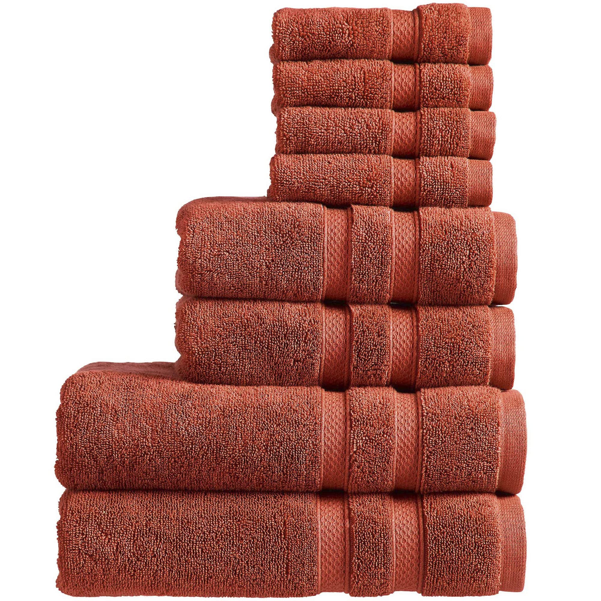 Christy Chroma Red Towel Set | Set of 8 | 2 Bath 2 Hand 4 Face | Highly Absorbent Heavyweight 675GSM | Bold and Bright | Soft Smooth Bathroom Shower Towels | 100% Cotton | Sustainably Made | Cayenne
