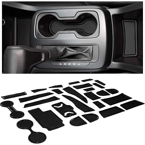 CupHolderHero fits Chevy Colorado and GMC Canyon Accessories 2015-2022 Interior Non-Slip Anti Dust Cup Holder Inserts, Center Console Liner Mats, Door Pocket 26-pc Set (Crew Cab) (Solid Black)