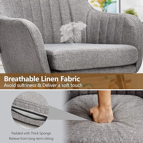 Miniatura 5 de KOTEK Juego de 2 sillas de comedor modernas, sillas de cocina tapizadas con patas de madera de goma, asiento de esponja gruesa, almohadillas