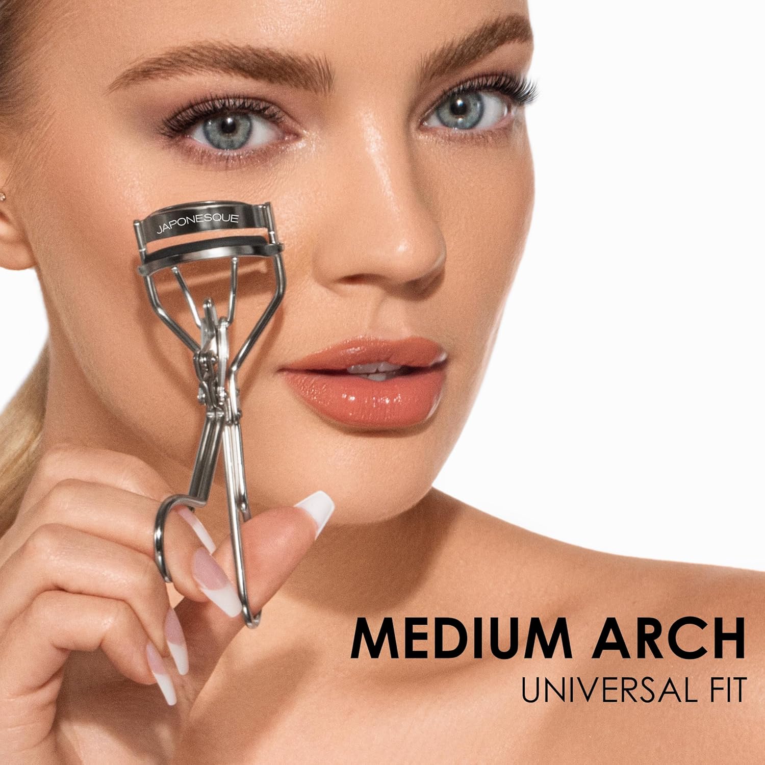 JAPONESQUE Power Curler Eyelash Curler, Instant Lash Curler for Longer Lashes, Silicone Pad, Nickel Finish