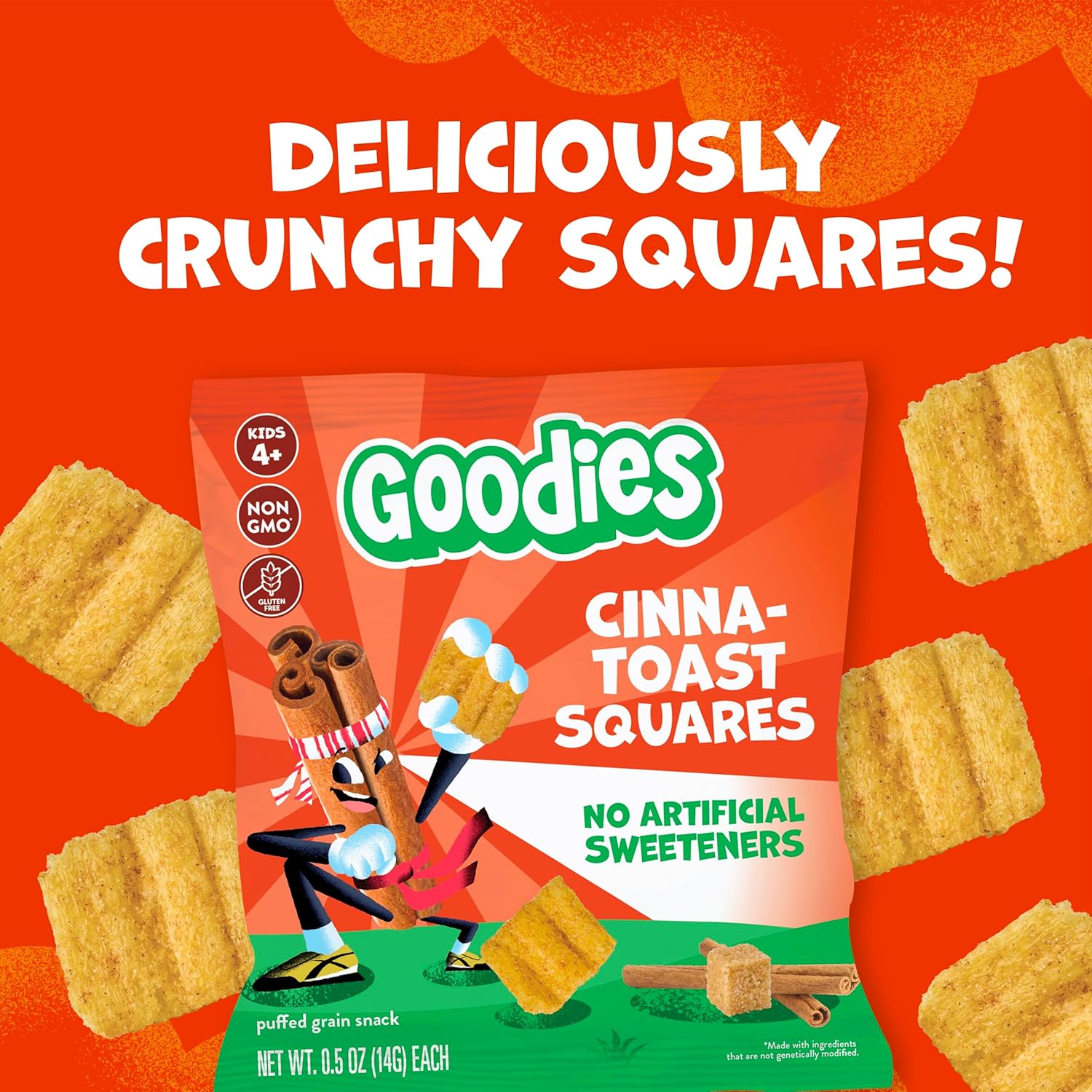 Goodies Cinna-Toast Squares Puffed Grain Kids' Snack Multipack, 32 Snack Packs