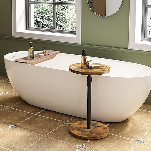 Miniatura 6 de Mesa auxiliar ajustable, mesa auxiliar redonda pequeña, mesa de bebidas para espacios pequeños, mesita de noche con pedestal para sala de estar,