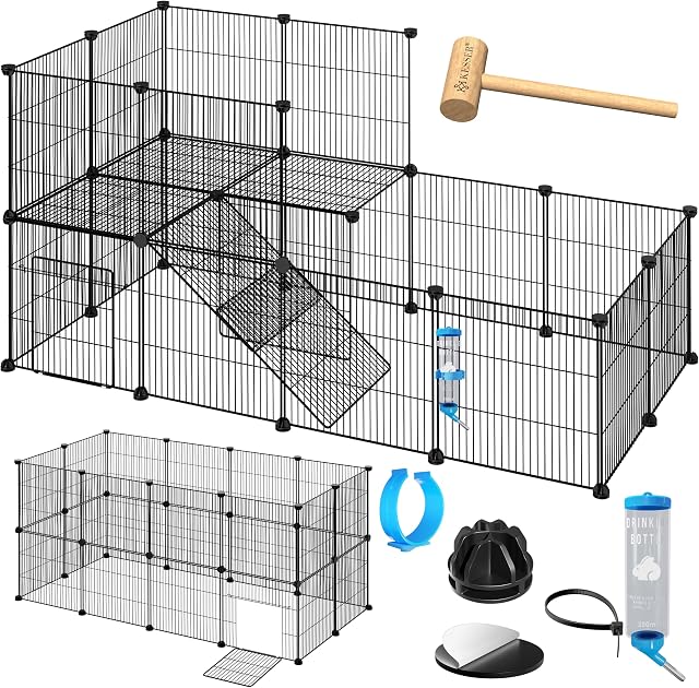 KESSER® Wybieg dla królików, z metalowej siatki, XXL, w zestawie wybieg dla małych zwierząt, świnek morskich, kojec dla zajęcy do użytku wewnątrz i na zewnątrz