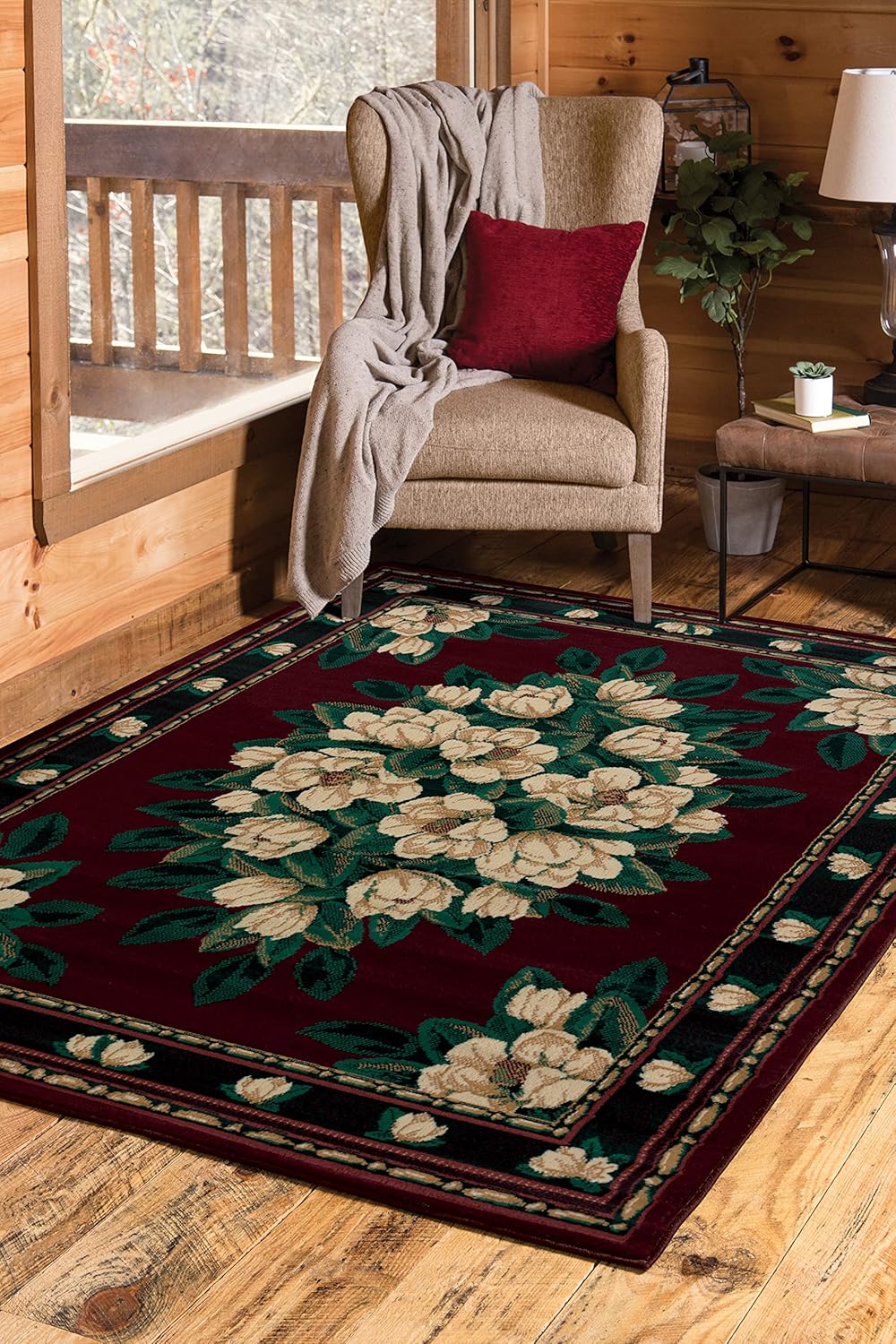 United Weavers of America Magnolia Manhattan Rug Collection, 3' 11" by 5' 3", Burgundy