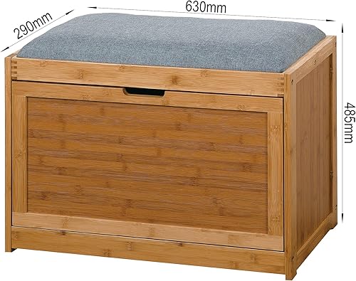 Miniatura 2 de Banco de bambú para entrada, para sala de estar, zapatero con estante plegable, 24.8 x 11.6 x 18.9 pulgadas